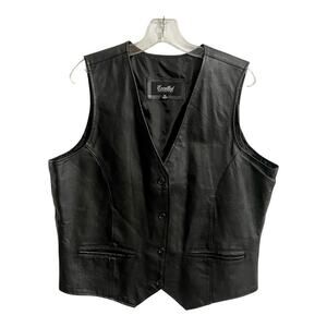Excelled Collection Vest Men Size XL Black Genuine Leather Motorcycle Biker Moto
